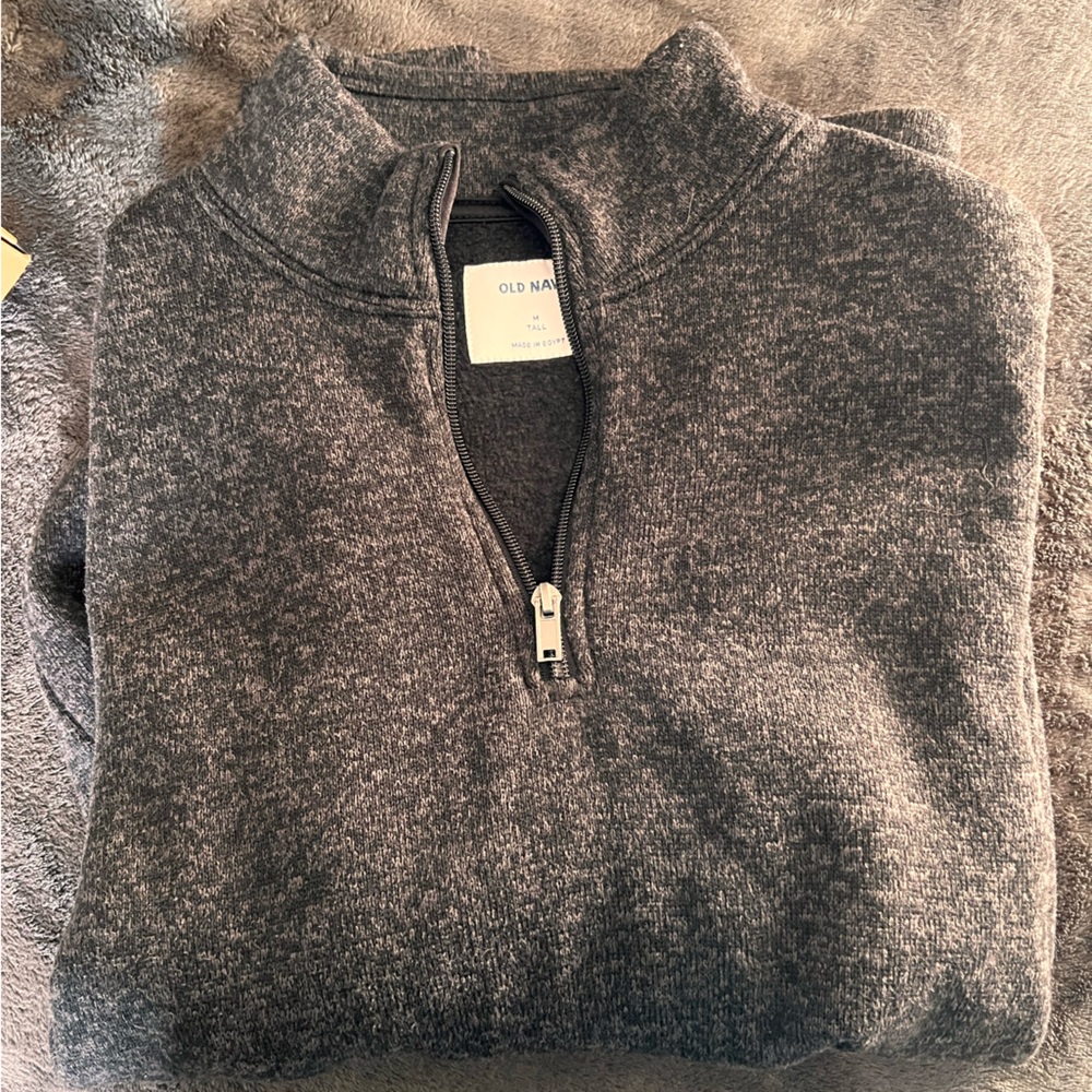 Old Navy Sweater-Knit 1/4- Zip Pullover for Men (Black Jack)